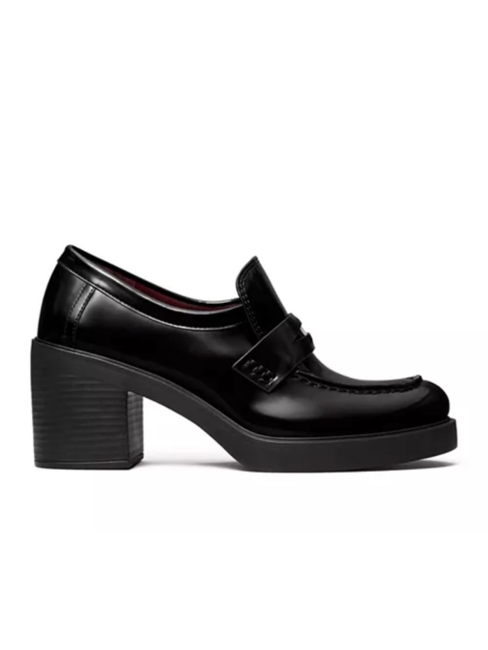 New Tory Burch Classic Heeled Lug Loafer Perfect Black Sz 8